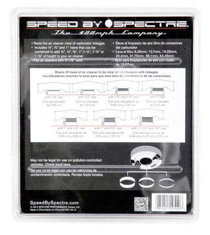 Spectre Air Cleaner Riser Kit - Black for 5-1/8 Inch Diameter Air Cleaners and Carbs