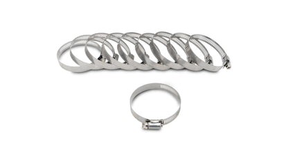 Vibrant Stainless Steel Worm Gear Clamps Pack of 10 - Clamping Range 1.30in to 2.16in