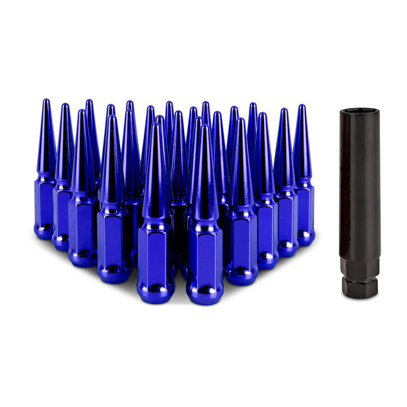 Mishimoto Steel Spiked Lug Nuts M14 x 1.5 - 24 Piece Set in Blue