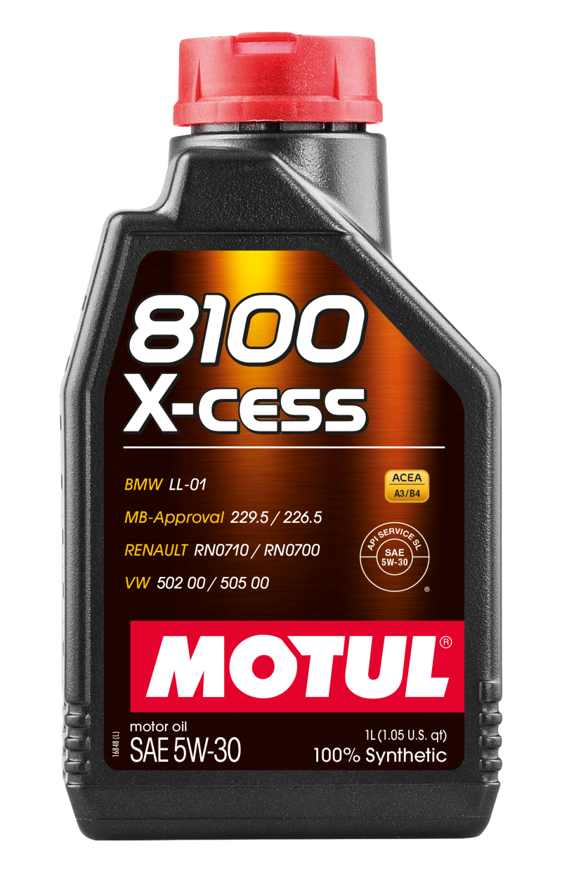 Motul Synthetic Engine Oil 8100 X-Cess 5W-30 – 1 Quart for Gasoline and Diesel Engines