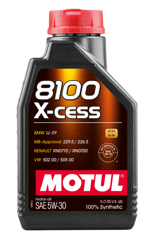 Motul Synthetic Engine Oil 8100 X-Cess 5W-30 – 1 Quart for Gasoline and Diesel Engines