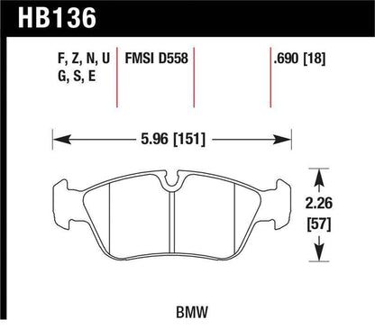 Hawk 92-99 BMW 318 Series / 01-07 325 Series / 98-00 328 Series Blue 9012 Race Front Brake Pads