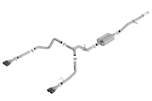 Borla S-Type Cat-Back Exhaust System for 2019-2025 Chevy Silverado 1500 & GMC Sierra 1500 with 5.3L V8 - Dual 2.75" into Dual 3.5" Black Chrome Tips
