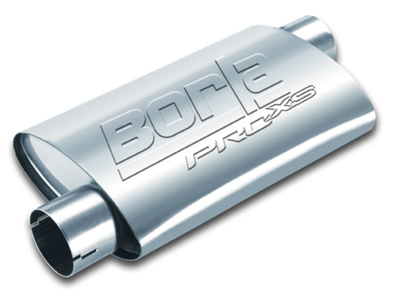 Borla Pro-XS Universal Muffler with Offset Inlet and Outlet – 2.5 Inch Diameter, Oval Shape