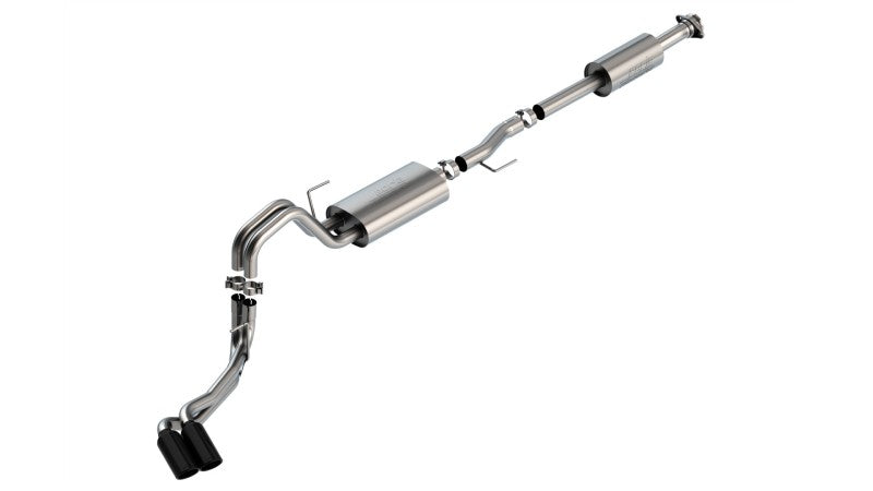 Borla F-150 2021-2025 3-Inch Dual Side Exit Cat-Back Exhaust System with Black Chrome Tips for 2.7L/3.5L V6 Engines