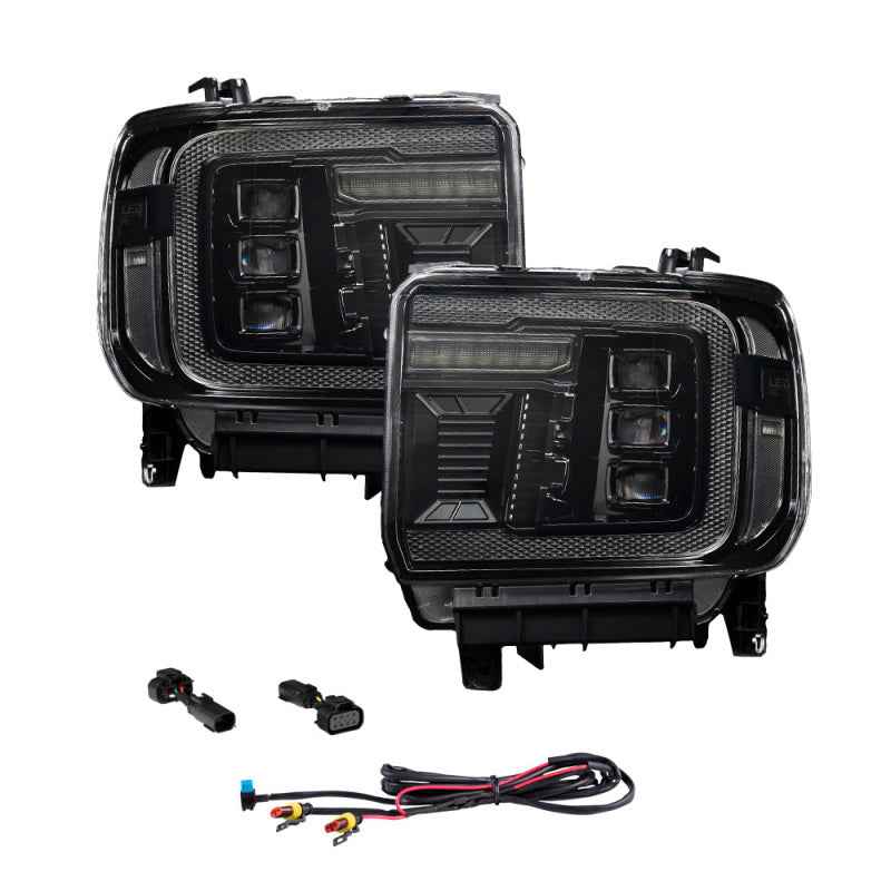 Form Lighting 2014+ GMC Sierra 1500/2500/3500 LED Projector Headlights Amber DRL (Pair)
