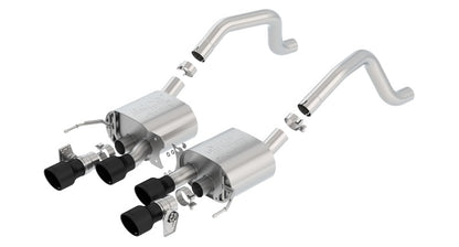 Borla ATAK Axle-Back Exhaust System for 2015-2019 Chevrolet Corvette C7 Z06 & Grand Sport with NPP Valves, Black T-304 Stainless Steel Tips