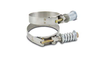 Vibrant Stainless Steel Spring Loaded T-Bolt Clamps (Pack of 2) – Clamp Range 4.78in-5.08in