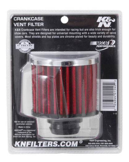 K&N Engineering 62-1490 Rubber Base Chrome Top Push-In Crankcase Vent Filter, 3 Inch OD x 2-1/2 Inch Height