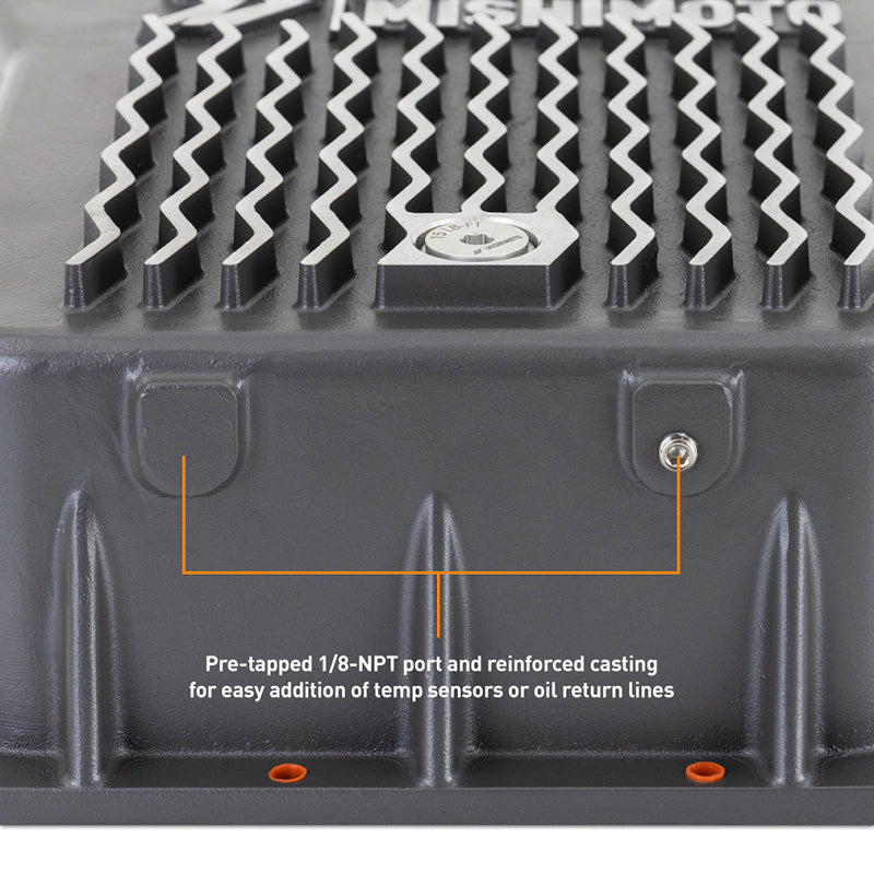 Mishimoto Aluminum Transmission Pan for 2001-2019 Chevy/GMC Duramax 6.6L - Cast Aluminum, Gunmetal Gray Part MMTP-DMAX-01