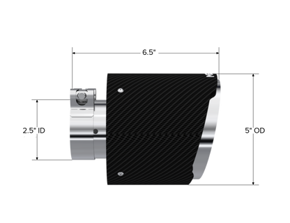 MBRP Universal Carbon Fiber Exhaust Tip 2.5 in. Inlet, 5 in. Outlet, 6.5 in. Length – Angle Cut Dual Wall Design