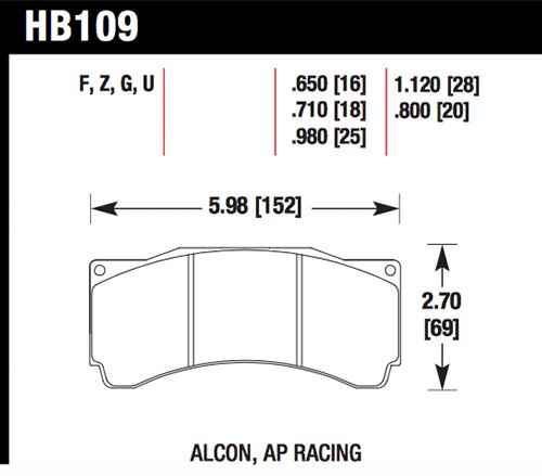 Hawk AP Racing CP5810/5890/5895/6078 / Coleman Series IV DTC-70 Race Brake Pads