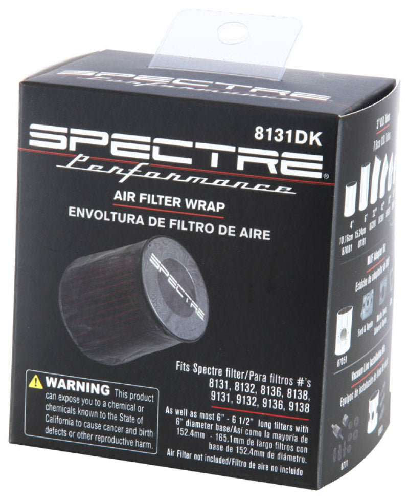 Spectre Universal Pre-Filter Wrap 6 in. x 6.125 in. - Black | Part Number 8131DK