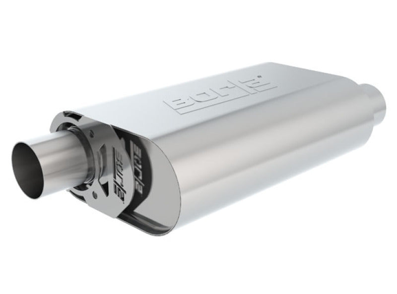 Borla CrateMuffler SBC Hot 350/383 3-Inch Offset/Offset - Aggressive ATAK Sound and Premium Stainless Steel Durability