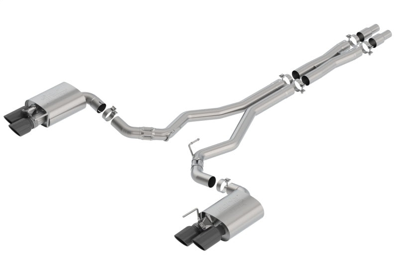 Borla ATAK Cat-Back Exhaust System for 2018-2023 Ford Mustang GT with Active Exhaust Valves – 3 Inch Diameter with Black Chrome Tips