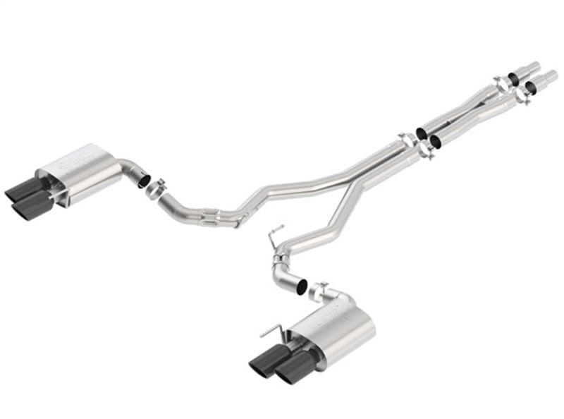 Borla ATAK Cat-Back Exhaust System for 2018-2023 Ford Mustang GT 5.0L V8 with Black Chrome Tips - Part #140746BC