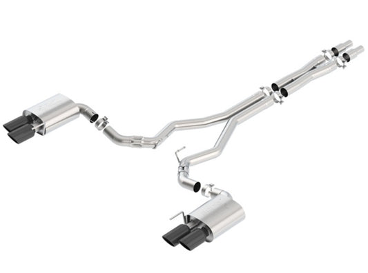 Borla ATAK Cat-Back Exhaust System for 2018-2023 Ford Mustang GT 5.0L V8 with Black Chrome Tips - Part #140746BC