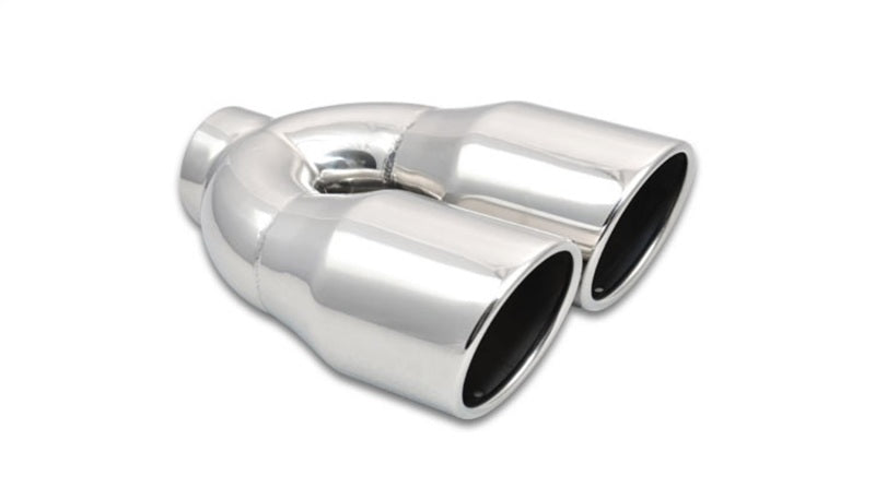Vibrant 2.5-inch ID Dual 3.5-inch OD Round Stainless Steel Exhaust Tip (Single Wall Angle Cut)