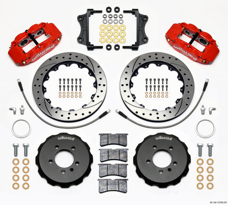 Wilwood Narrow Superlite 6R Front Hat Kit 12.88 inch for Volkswagen GTI 2006-2012 with Red Finish