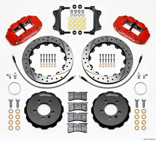 Wilwood Narrow Superlite 6R Front Hat Kit 12.88 inch for Volkswagen GTI 2006-2012 with Red Finish