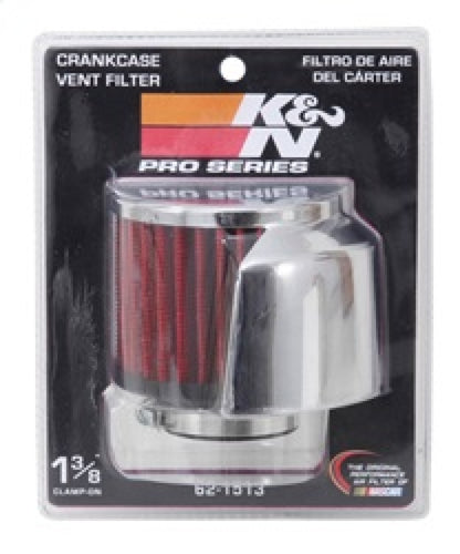 K&N Engineering 62-1513 Clamp-On Crankcase Vent Filter with Chrome Top and Deflector Shield