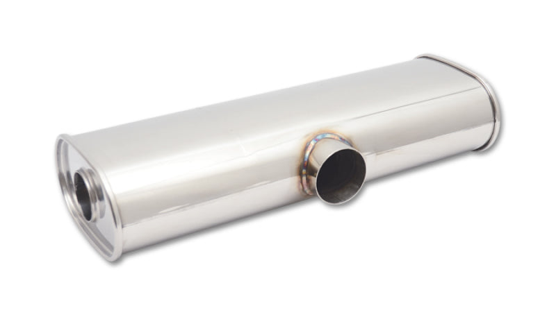 Vibrant Performance StreetPower Oval Muffler 6x10x24 inches with 3-inch Single Inlet and Dual 2.5-inch Outlets