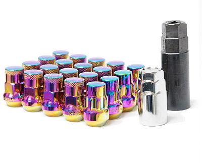 Wheel Mate Muteki SR35 Close End Lug Nuts with Lock Set - Neon Finish, 12x1.50 Thread, 35mm Length