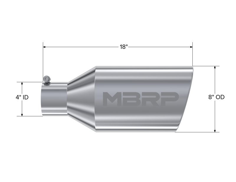 MBRP Universal Exhaust Tip 8 inch O.D. Rolled End - T304 Stainless Steel