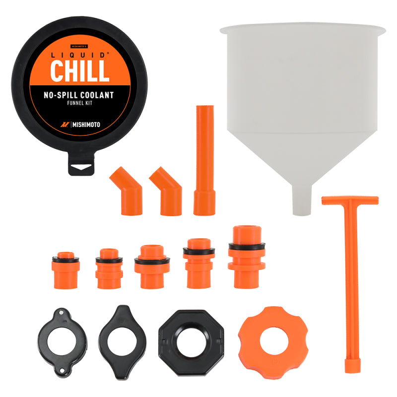 Mishimoto No-Spill Coolant Funnel Kit 15-Piece Set for Automotive Fluids