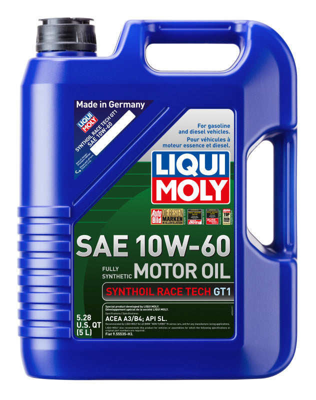 LIQUI MOLY 5L Synthoil Race Tech GT1 Motor Oil SAE 10W60 for High-Performance Engines