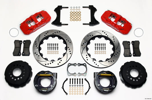 Wilwood AERO4 Rear P-Brake Kit 14-Inch Drill Red for Ford with 2.50-Inch Offset Part #140-10948-DR