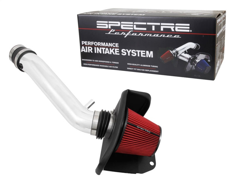 Spectre 16-18 Jeep Grand Cherokee V6 3.6L Fuel Injection Air Intake Kit with Polished Aluminum Tubing and Red Reusable Filter