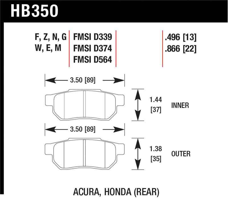 Hawk 90-01 Acura Integra (excl Type R) / 98-00 Civic Coupe Si Blue 9012 Race Rear Brake Pads