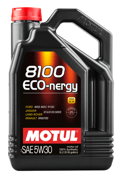 Motul 8100 Eco-nergy 5W-30 Synthetic Engine Oil – 5 Quart for Gasoline and Diesel Vehicles