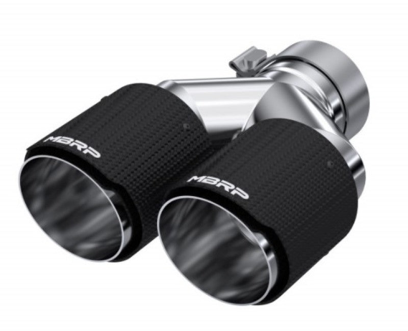 MBRP Carbon Fiber Dual Wall Exhaust Tip - 3 Inch Inlet, 4 Inch Outer Diameter, Left and Right Tips