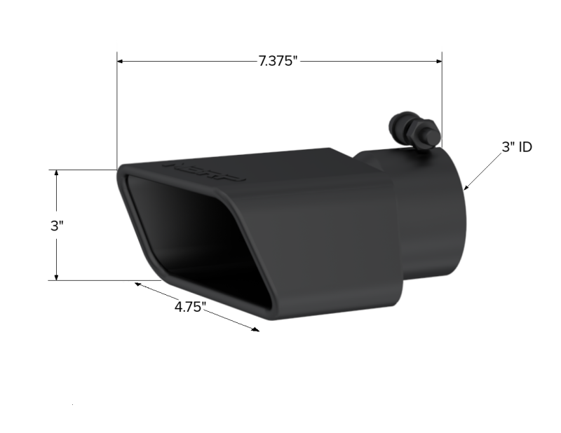 MBRP T5120BLK Black Coated Exhaust Tip - 4.75 Inch x 3 Inch Rectangle Angled Cut, Passenger Side