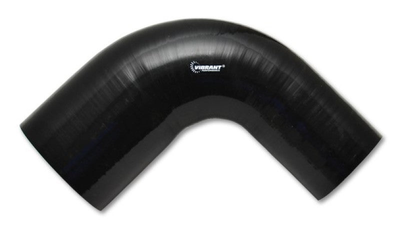 Vibrant 3-inch to 3.5-inch to 4-inch Silicone 90 Degree Transition Elbow with Reinforced Aramid - Gloss Black