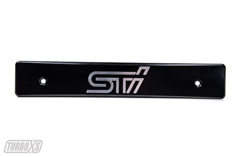 Turbo XS Billet Aluminum License Plate Delete for 2015-2017 Subaru WRX and STI with Machined 'STi' Logo in Black
