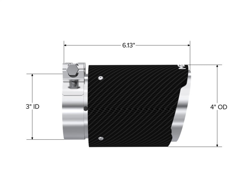 MBRP Universal Carbon Fiber Exhaust Tip 3-inch Inlet / 4-inch Outlet, Dual Wall, Angle Cut