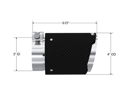 MBRP Universal Carbon Fiber Exhaust Tip 3-inch Inlet / 4-inch Outlet, Dual Wall, Angle Cut