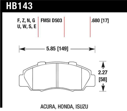 Hawk 97-01 Honda Prelude HPS Street Front Brake Pads