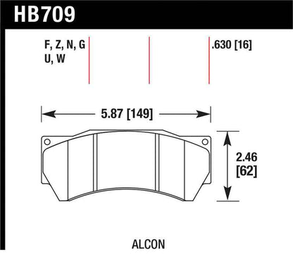 Hawk Performance Alcon Mono 6, Model 4497 HPS Street Brake Pads