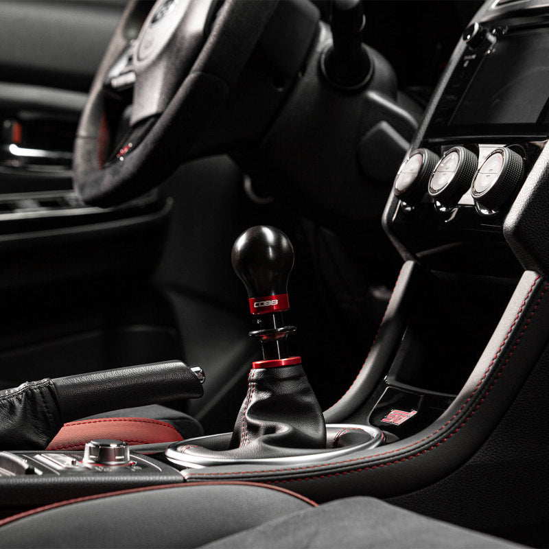 COBB Subaru 6-Speed Weighted Shift Knob - Black with Red and Black Collars