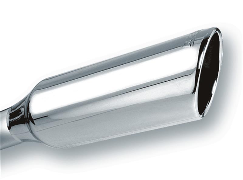 Borla 2.25-inch Inlet, 4-inch Round Rolled Angle-Cut Exhaust Tip with Embossed Logo