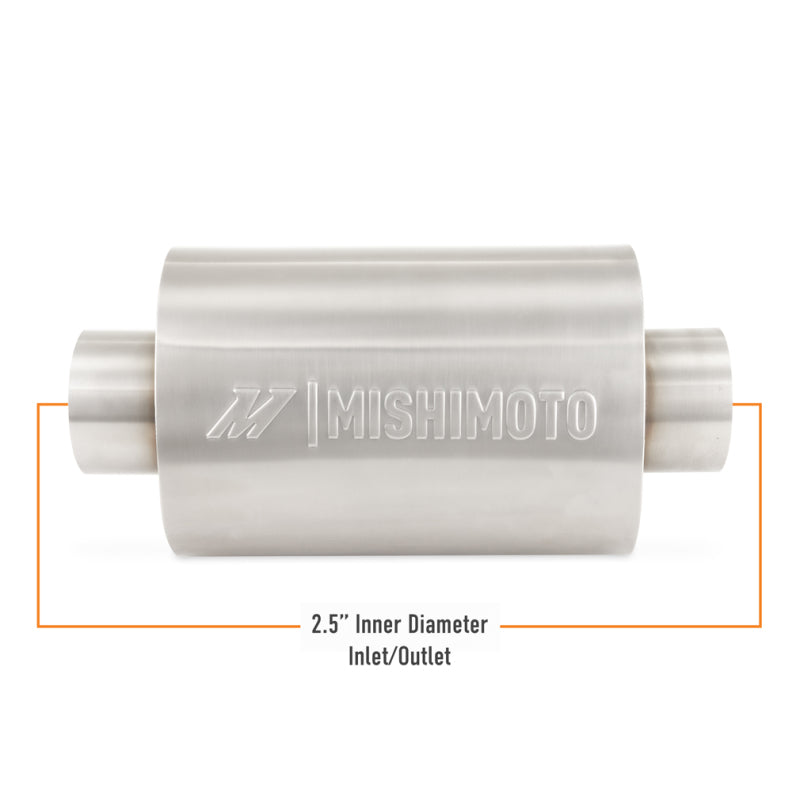 Mishimoto Universal Stainless Steel Resonator with 2.5 inch Inlet/Outlet – Brushed Finish