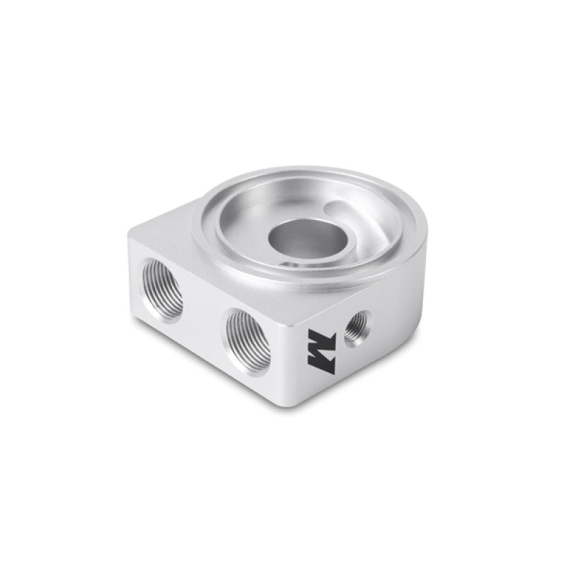 Mishimoto Silver M20 Oil Sandwich Plate - High-Flow Cooling System Adapter for Automotive Applications