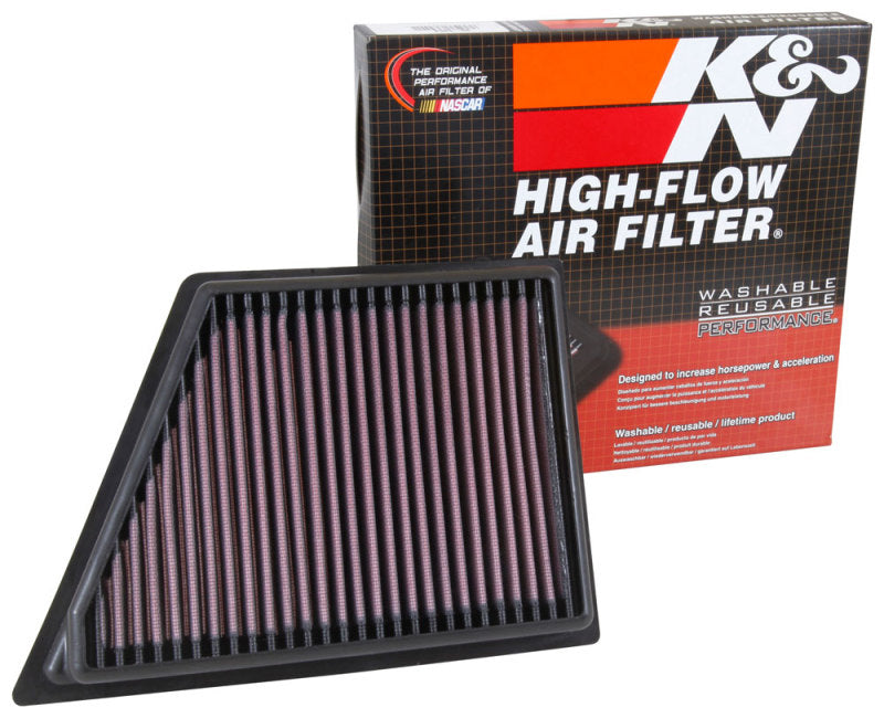 K&N Engineering 33-5054 High-Flow Drop-In Air Filter for Cadillac CT6 3.0L V6, Reusable & Washable