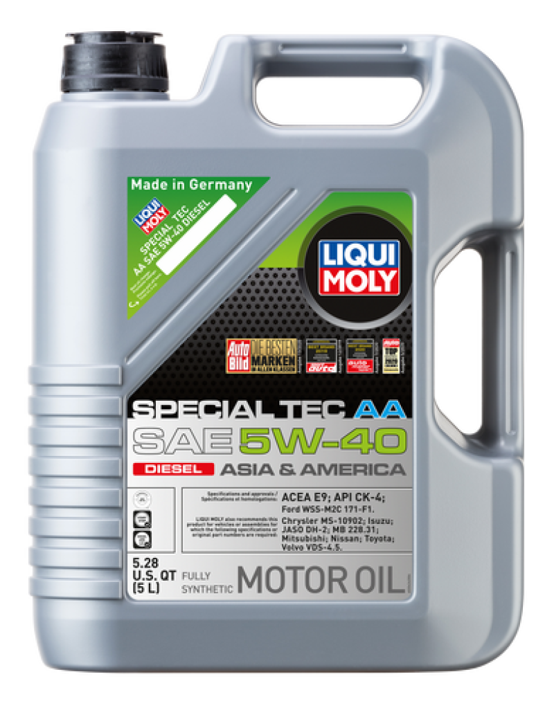 LIQUI MOLY 5L Special Tec AA Motor Oil SAE 5W40 for Diesel Engines with Part Number 20426