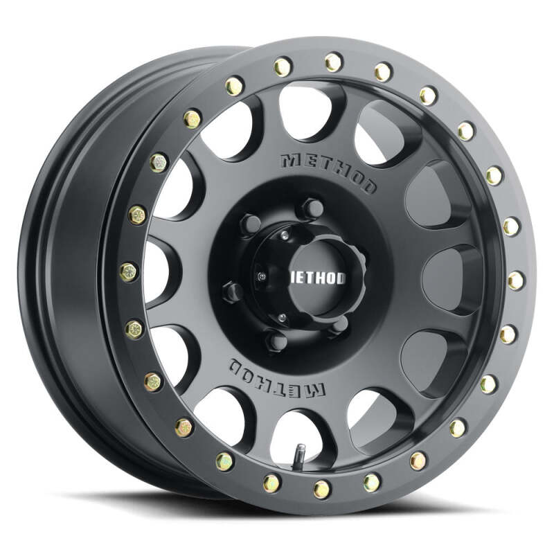 Method MR105 V3 Beadlock 17x9 Inch Matte Black Off-Road Wheel with 8x6.5 Bolt Pattern and -38mm Offset