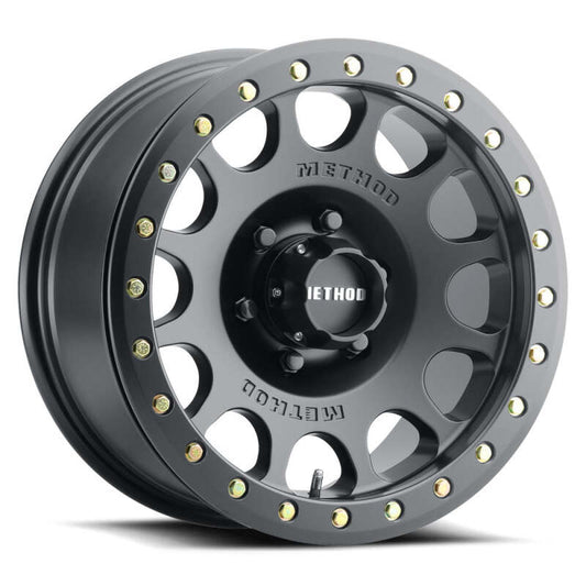 Method MR105 V3 Beadlock 17x9 Inch Matte Black Off-Road Wheel with 8x6.5 Bolt Pattern and -38mm Offset